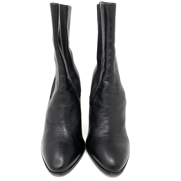 CHANEL CC LOGO SHORT LEATHER BLACK CHELSEA ANKLE BOOTS WITH CHUNKY HEELS SZ 39 - Picture 8 of 12